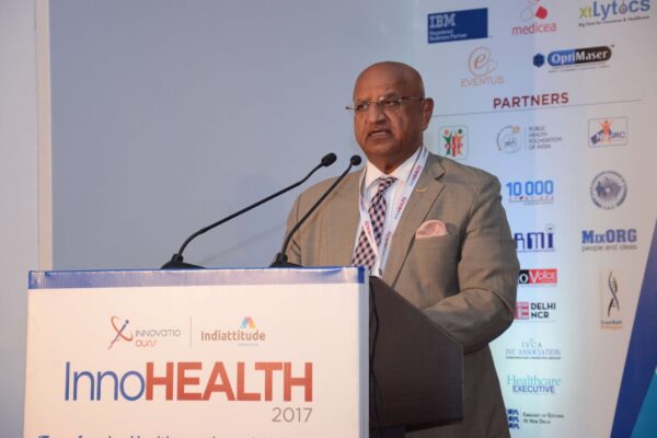 Brig(Hony) Dr Arvind Lal addressing the audience at InnoHEALTH 2017 Brig(Hony) Dr Arvind Lal addressing the audience at InnoHEALTH 2017