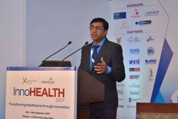 Rengarajan Iyengar addressing the audience at InnoHEALTH 2017 Rengarajan Iyengar addressing the audience at InnoHEALTH 2017