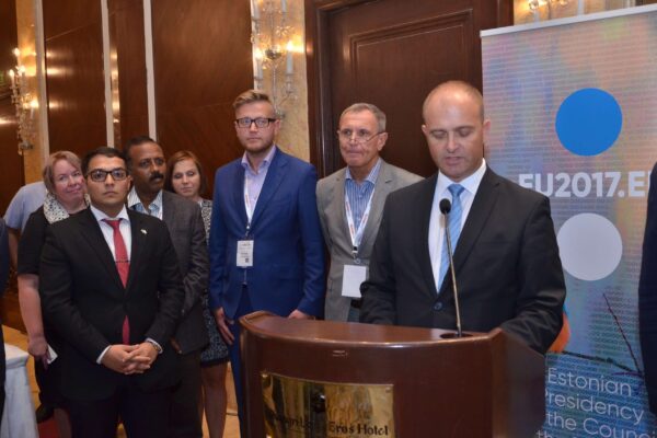 Ankit Bahl, Priit Aigro Dr Jaanus Pikani and H.E Riho Kruuv at the B2B meetings of InnoHEALTH 2017 Ankit Bahl, Priit Aigro Dr Jaanus Pikani and H.E Riho Kruuv at the B2B meetings of InnoHEALTH 2017
