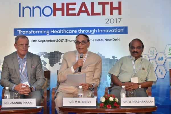 Dr Jaanus Pikani, Dr V K Singh and Dr D Prabhakaran - participants of session 4 at InnoHEALTH 2017 Dr Jaanus Pikani, Dr V K Singh and Dr D Prabhakaran - participants of session 4 at InnoHEALTH 2017