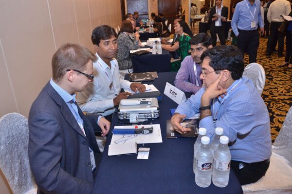 Joonas Ihalianen from iCare interacting with an attendee at B2B meeting of InnoHEALTH 2017 Joonas Ihalianen from iCare interacting with an attendee at B2B meeting of InnoHEALTH 2017