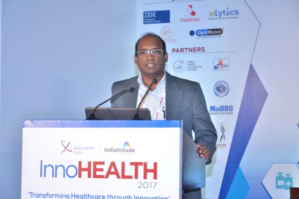 Prasanna Ganapa showcasing his innovation at InnoHEALTH 2017 Prasanna Ganapa showcasing his innovation at InnoHEALTH 2017