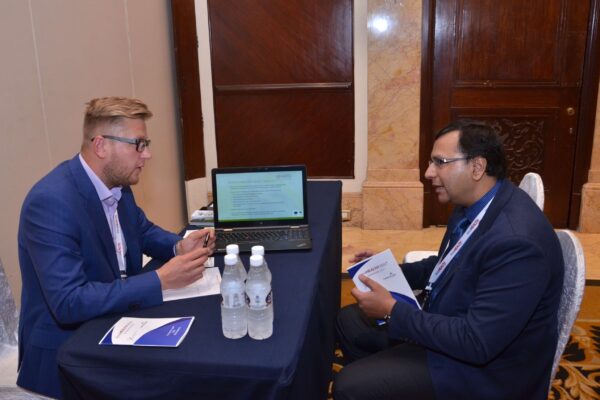 Priit Aigro from healBED interacting with Karthik Anantharaman at B2B meeting of InnoHEALTH 2017 Priit Aigro from healBED interacting with Karthik Anantharaman at B2B meeting of InnoHEALTH 2017