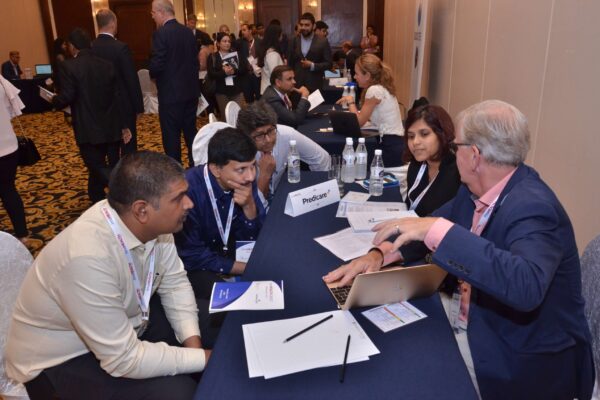 Hakan Jideus from Predicare interacting with Sandipan Gangopadhyay and team Galaxe at B2B meeting of InnoHEALTH 2017 Hakan Jideus from Predicare interacting with Sandipan Gangopadhyay and team Galaxe at B2B meeting of InnoHEALTH 2017