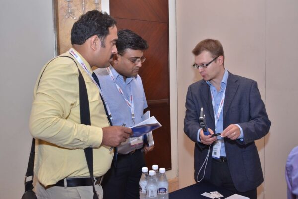 Joonas Ihalianen from iCare interacting with Mankind Pharmaceuticals representatives at B2B meeting of InnoHEALTH 2017 Joonas Ihalianen from iCare interacting with Mankind Pharmaceuticals representatives at B2B meeting of InnoHEALTH 2017