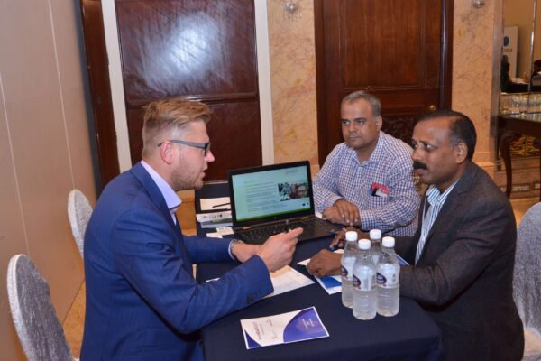 Priit Aigro from healBED interacting with Dr S Venkataramanaiah at B2B meeting of InnoHEALTH 2017 Priit Aigro from healBED interacting with Dr S Venkataramanaiah at B2B meeting of InnoHEALTH 2017