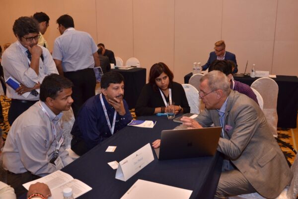 Dr Jaanus Pikani from Documental interacting with Sandipan Gangopadhyay and Dheeraj Misra from Galaxe at B2B meeting of InnoHEALTH 2017 Dr Jaanus Pikani from Documental interacting with Sandipan Gangopadhyay and Dheeraj Misra from Galaxe at B2B meeting of InnoHEALTH 2017