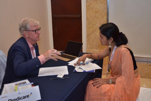 Hakan Jideus from Predicare interacting with Dr Nimmi Rastogi at B2B meeting of InnoHEALTH 2017 Hakan Jideus from Predicare interacting with Dr Nimmi Rastogi at B2B meeting of InnoHEALTH 2017