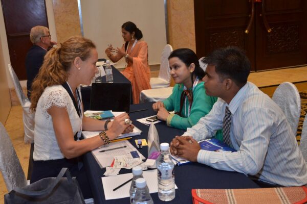 Caroline Danielson of Renapharma AB interacting with representatives from Rhuto India at B2B meeting of InnoHEALTH 2017 Caroline Danielson of Renapharma AB interacting with representatives from Rhuto India at B2B meeting of InnoHEALTH 2017