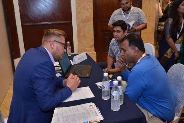 Priit Aigro from healBED interacting with attendees of B2B meeting at InnoHEALTH 2017 Priit Aigro from healBED interacting with attendees of B2B meeting at InnoHEALTH 2017