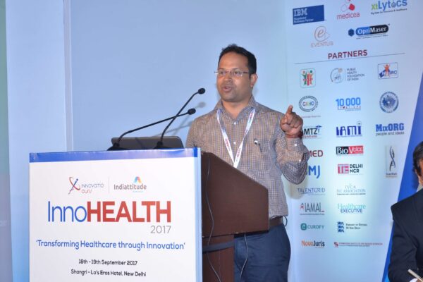 Satya Tapas presenting his innovation at InnoHEALTH 2017 Satya Tapas presenting his innovation at InnoHEALTH 2017