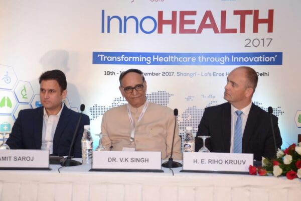 Amit Saroj, Dr V K Singh and Riho Kruuv at the inaugural session of InnoHEALTH 2017 Amit Saroj, Dr V K Singh and Riho Kruuv at the inaugural session of InnoHEALTH 2017