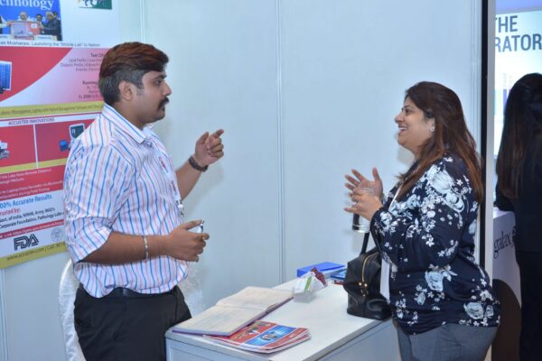Sachin Bhatt from Accuster and Prarthana Gandhi interact at InnoHEALTH 2017 Sachin Bhatt from Accuster and Prarthana Gandhi interact at InnoHEALTH 2017