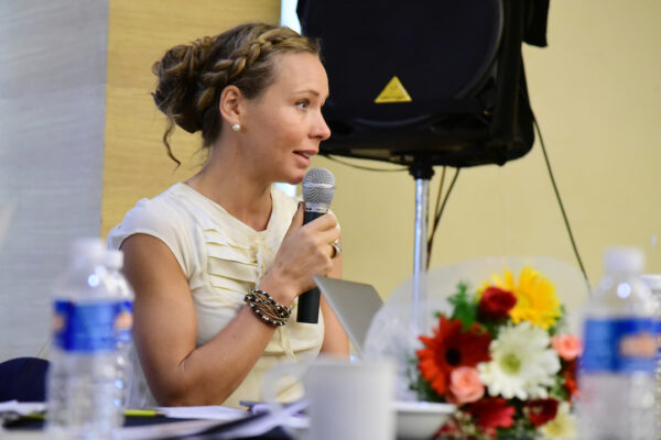 Caroline Danielson from RenaPharma asking a question at InnoHEALTH 2017 Bangalore leg Caroline Danielson from RenaPharma asking a question at InnoHEALTH 2017 Bangalore leg