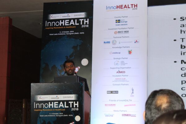 4. Dhananjay KVN presents his innovation on voxel base analysis for pediatric brain mapping in the Young innovators award session at InnoHEALTH 2018 4. Dhananjay KVN presents his innovation on voxel base analysis for pediatric brain mapping in the Young innovators award session at InnoHEALTH 2018