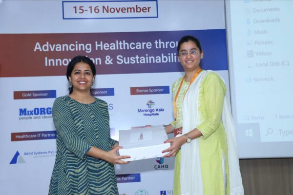 15. Dr. Sarah Iqbal Hyder presenting memento of appreciation to Dr. Jaspreet Kaur Dhanjal in Climate Change session at InnoHEALTH 2024 15. Dr. Sarah Iqbal Hyder presenting memento of appreciation to Dr. Jaspreet Kaur Dhanjal in Climate Change session at InnoHEALTH 2024