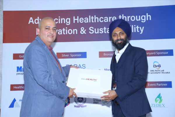 21. Sachin Gaur from InnovatioCuris presenting memento of appreciation to Dr. Tavpritesh Sethi from IIIT Delhi in Large Language Models in Healthcare Delivery session at InnoHEALTH 2024 21. Sachin Gaur from InnovatioCuris presenting memento of appreciation to Dr. Tavpritesh Sethi from IIIT Delhi in Large Language Models in Healthcare Delivery session at InnoHEALTH 2024