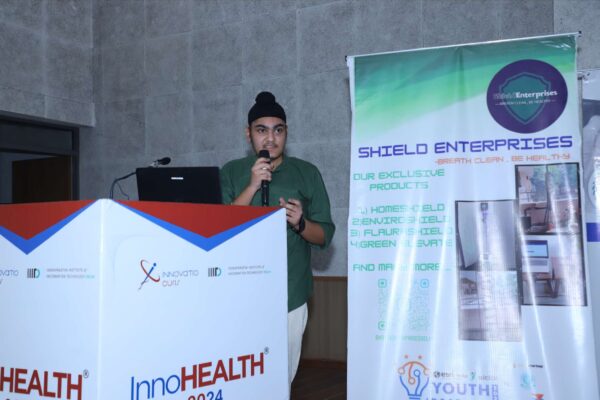 Tanjot Singh from Shield Enterprises presenting at Young Innovator_s Award session at InnoHEALTH 2024 Tanjot Singh from Shield Enterprises presenting at Young Innovator_s Award session at InnoHEALTH 2024