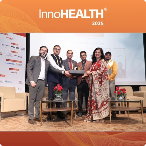 Deeksha Bhartiya, Winner of Healthtech Startup Pitch getting awarded