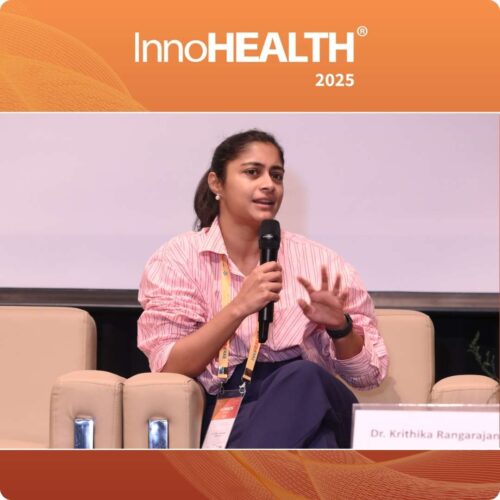 Dr. Krithika Rangarajan speaking during the fire side chat on Building Healthcare AI For India