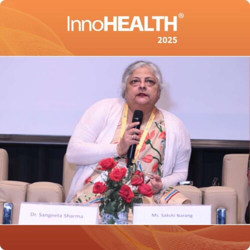 Dr. Sangeeta Sharma speaking during the panel discussion on Pharma Future_ Speed, Safety & Scalability