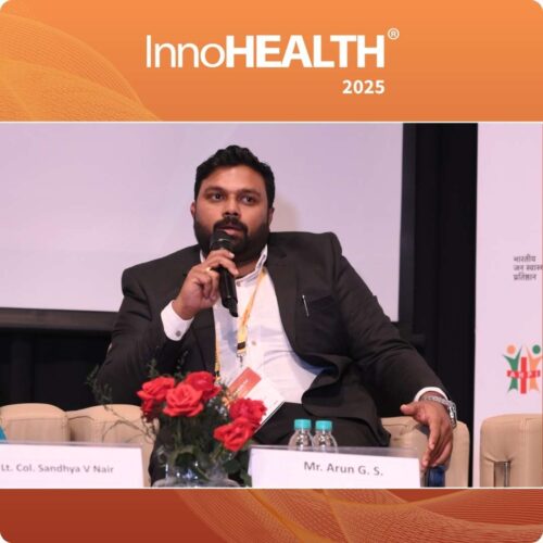 Mr. Arun G S speaking during the Challenge to Change_ Reframing Clinical Realities in Nursing session