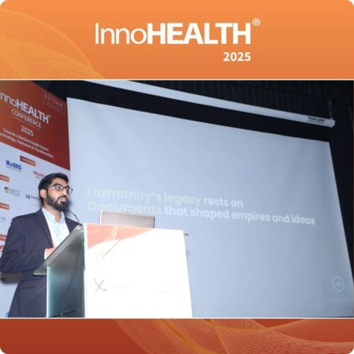 Mr. Inderpreet Singh giving his pitch during the HealthTech Startup Pitches session