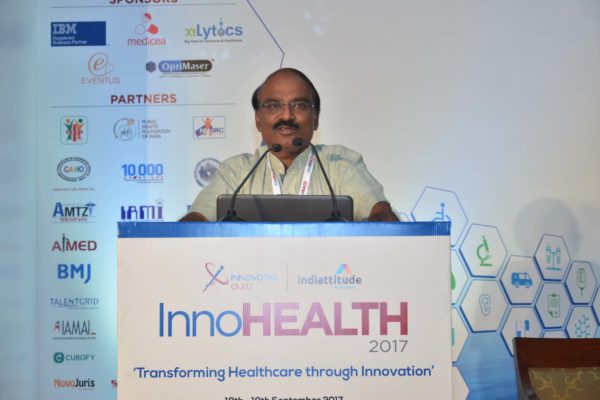 Dr D Prabhakaran addressing the audience in session 4 at InnoHEALTH 2017