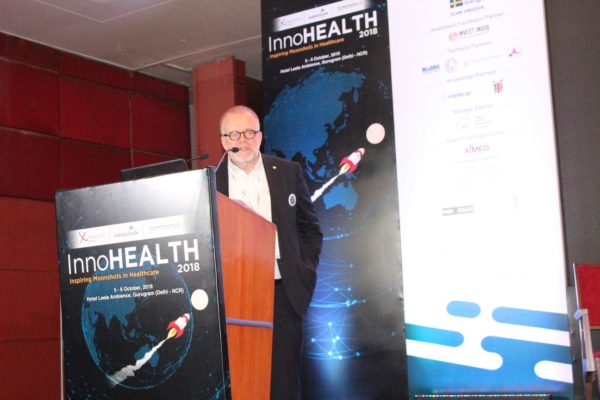 1. Prof Paul Lillrank gives his keynote address at InnoHEALTH 2018 - India EU collaboration in health sector - Startup opportunities and challenges