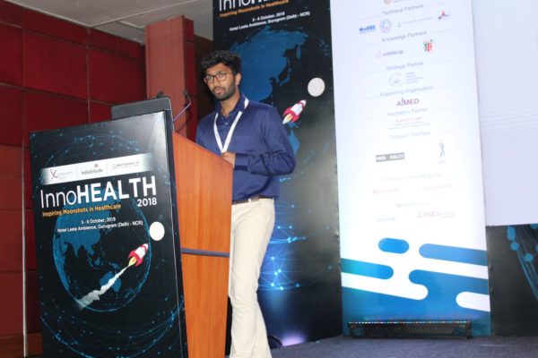 1. Team SAK presents their innovation on remote controlling of eletrical appliance for the elderly in the Young innovators award session at InnoHEALTH 2018