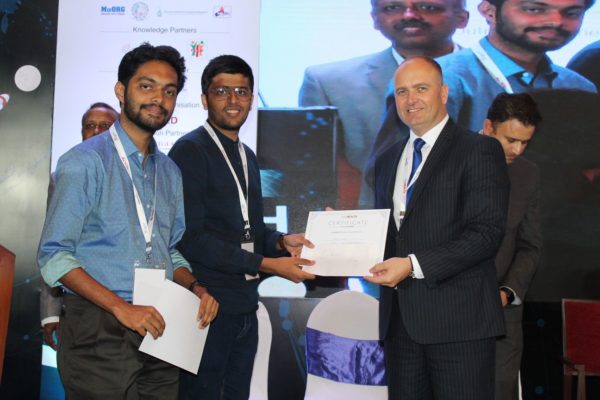 20. Deval Karia and Rohit S Nambiar receive the first place at young innovators award of InnoHEALTH 2018