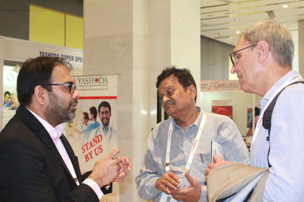 Dr. Amit Raj, SB Sinha and Jaanus Pikani discussing at InnoHEALTH 2019