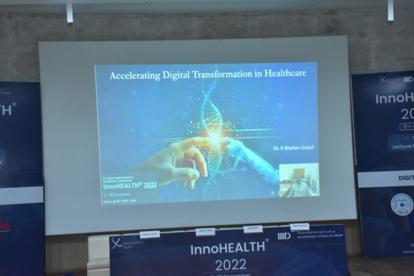 Dr. K Madan Gopal presenting virtually in Invited talks on Digital Health Implementation - Case Studies session @ InnoHEALTH 2022
