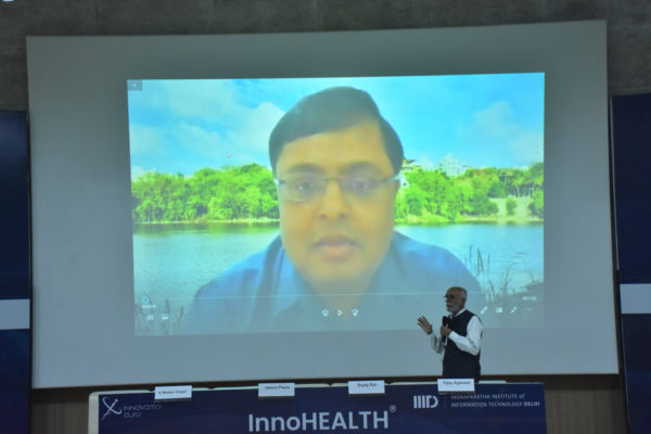 Dr. Sujoy Kar presenting virtually in Invited talks on Digital Health Implementation - Case Studies session @ InnoHEALTH 2022