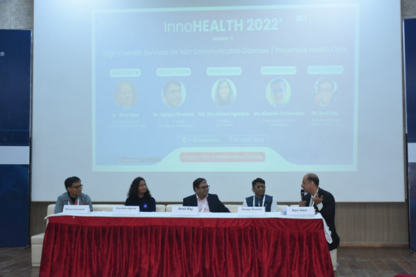 Panel discussion in progress in Digital Health Services for Non Communicable Diseases - Preventive Health Care session @ InnoHEALTH 2022